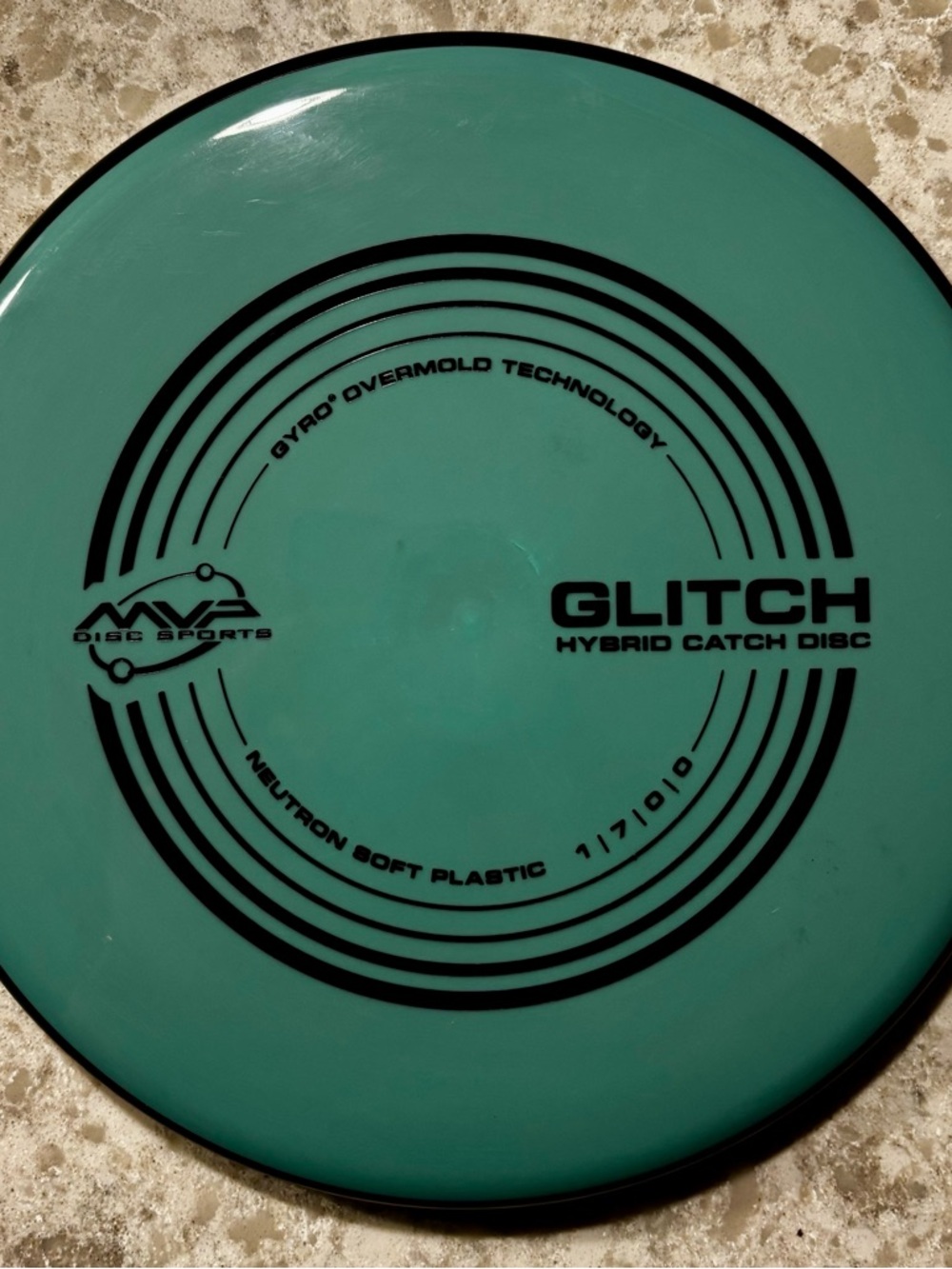 MVP Disc Sports Neutron Glitch Hybrid Catch Disc Neutron Soft Teal 144g Gyro